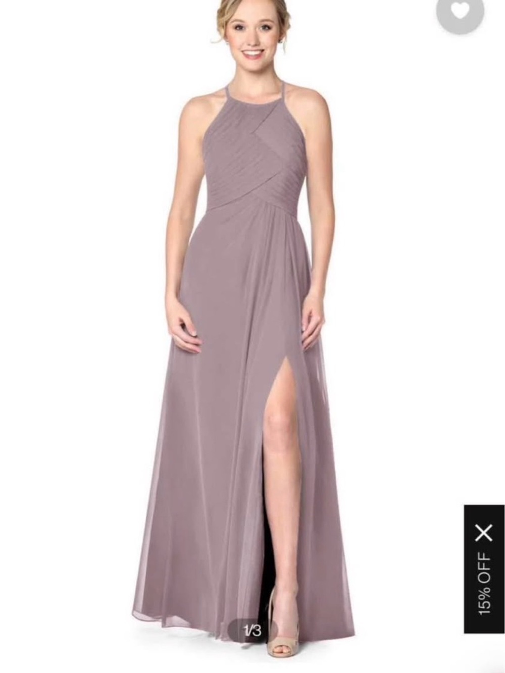 Azazie Dusk Ginger Allure (Mauve) Halter Chiffon Dress with Side Slit